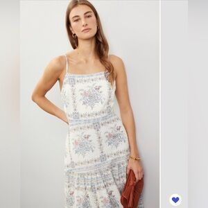 CeCe Floral Maxi Dress in Cream and Blue